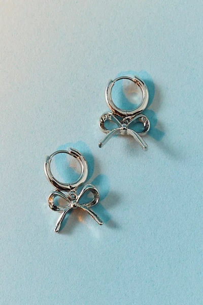 Urban Outfitters Bow Huggie Hoop Earring In Silver, Women's At
