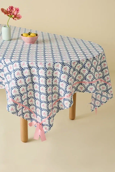 Urban Outfitters Bow Pattern Embellished Tablecloth In Pink Combo At  In Blue