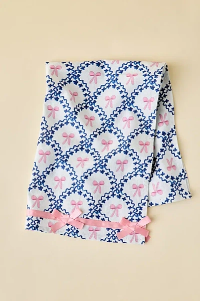 Urban Outfitters Bow Pattern Embellished Tea Towel In Pink Combo At  In Blue