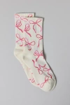 Urban Outfitters Bow Print Crew Sock In Pink, Women's At