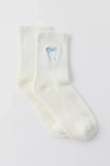 Urban Outfitters Bow Quarter Crew Sock In White/blue Bow, Women's At