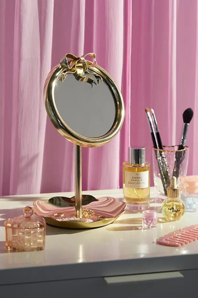Urban Outfitters Bow Tabletop Mirror In Gold At