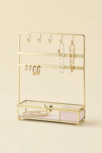 Urban Outfitters Bow Trim Jewelry Storage Stand In Gold At