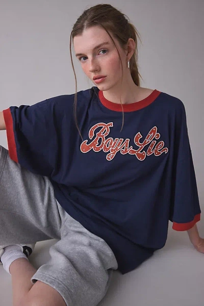 Urban Outfitters Boys Lie Stud Wrangler Graphic V2 Boyfriend Tee In Navy, Women's At  In Blue