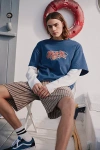 URBAN OUTFITTERS BRAIN FREEZE DOUBLE LAYER LONG SLEEVE TEE IN BLUE/WHITE, MEN'S AT URBAN OUTFITTERS