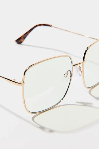 Urban Outfitters Brea Square Blue Light Glasses In Clear, Women's At  In Gold