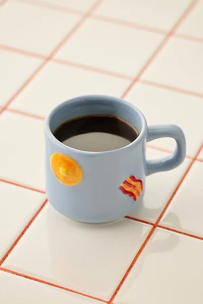 Urban Outfitters Breakfast Foods Sculpted Ceramic Mug In Light Blue At