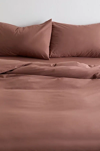 Urban Outfitters Breezy Cotton Percale Duvet Cover Set In Clove At