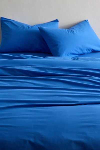 Urban Outfitters Breezy Cotton Percale Duvet Cover Set In Dazzling Blue At