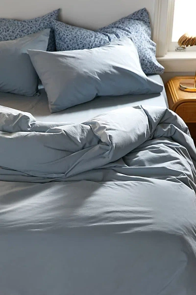 Urban Outfitters Breezy Cotton Percale Duvet Set In Slate At  In Blue
