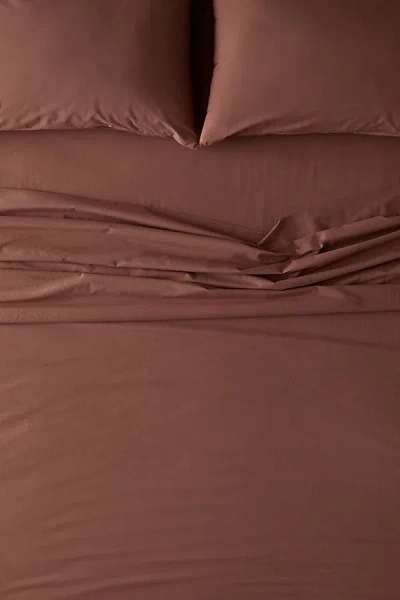 Urban Outfitters Breezy Cotton Percale Sheet Set In Clove At  In Brown