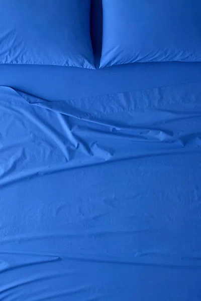 Urban Outfitters Breezy Cotton Percale Sheet Set In Dazzling Blue At