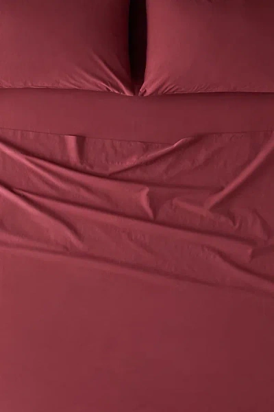 Urban Outfitters Breezy Cotton Percale Sheet Set In Oxblood Red At