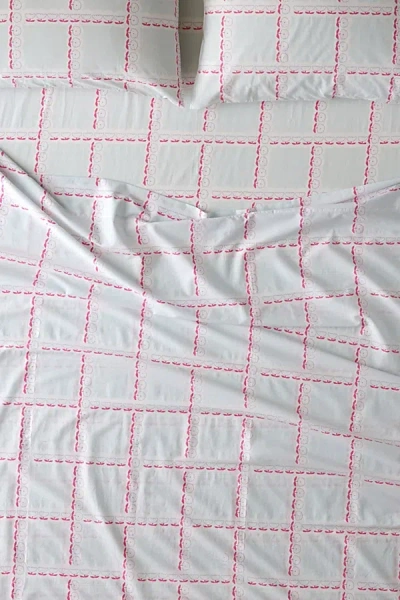 Urban Outfitters Briar Floral Gridded Sheet Set In Light Blue At  In Neutral