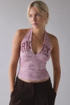 Urban Outfitters Brooklyn Nyc Graphic Washed Knit Halter Top In Pink, Women's At  In Pink