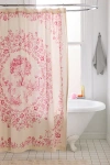 Urban Outfitters Bunny Toile Patterned Shower Curtain In Pink At