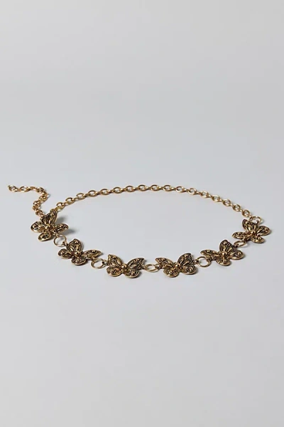 Urban Outfitters Butterfly Chain Belt In Gold, Women's At