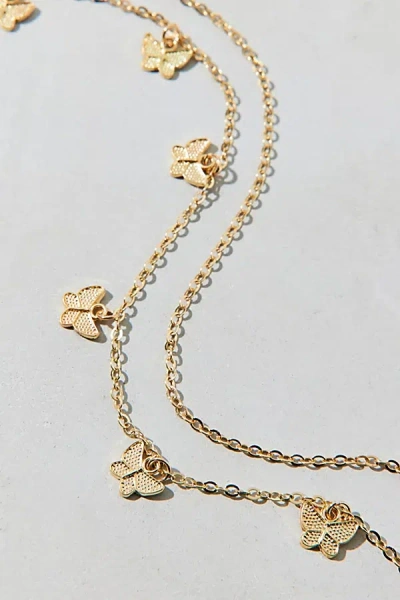Urban Outfitters Butterfly Charms Layering Belly Chains Set In Gold, Women's At