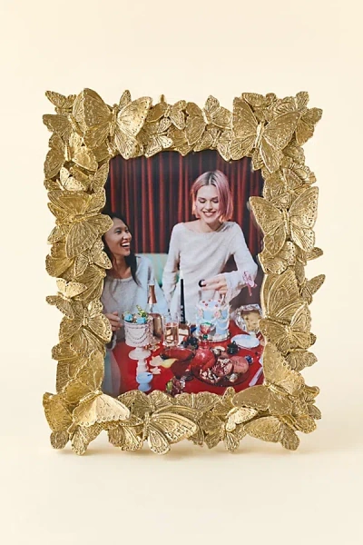 Urban Outfitters Butterfly Clutter 4" X 6" Picture Frame In Gold At
