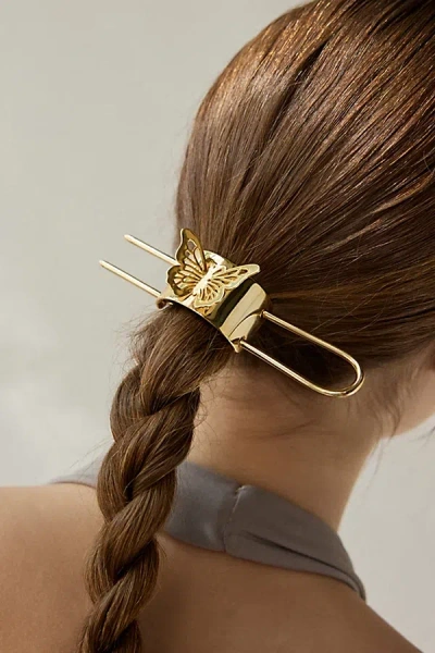 Urban Outfitters Butterfly Metal Ponytail Hair Pin In Gold, Women's At