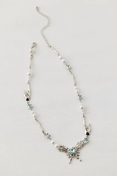 Urban Outfitters Butterfly Mixed Pearl Necklace In Silver, Women's At  In Metallic