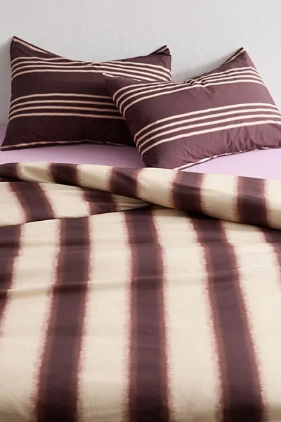Urban Outfitters Cabana Dye Striped Patterned Duvet Cover In Cream/brown At  In Burgundy
