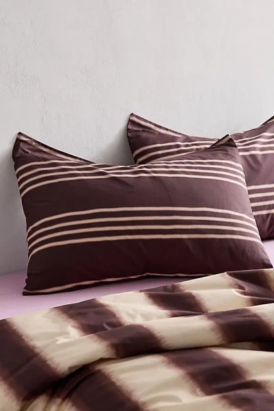 Urban Outfitters Cabana Dye Striped Patterned Sham Set In Brown/cream At  In Multi