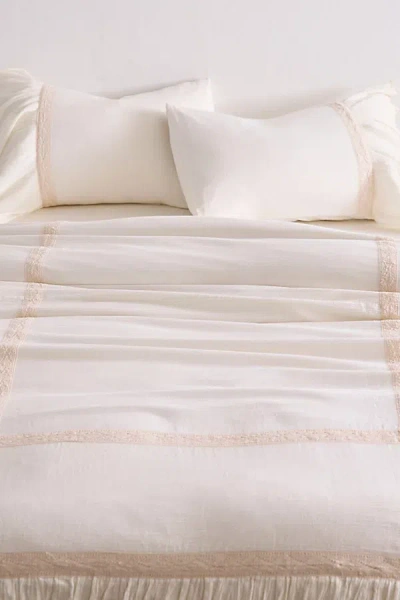 Urban Outfitters Cali Dream Boho Ruffle Cotton Gauze Duvet Cover In Natural At  In White