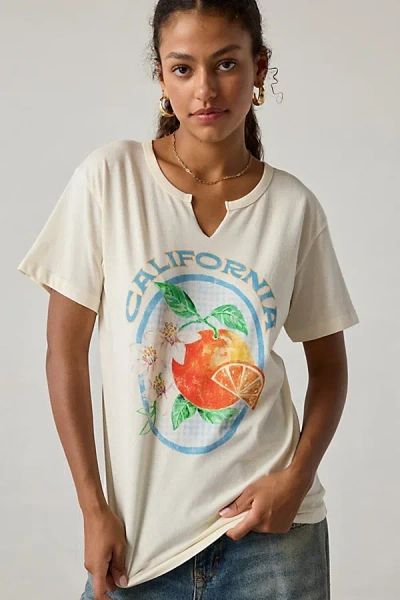 Urban Outfitters California Oranges Graphic Notched V-neck Graphic Tee In Ivory, Women's At  In White