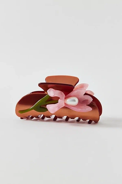 Urban Outfitters Calla Lily Flower Claw Clip In Brown, Women's At