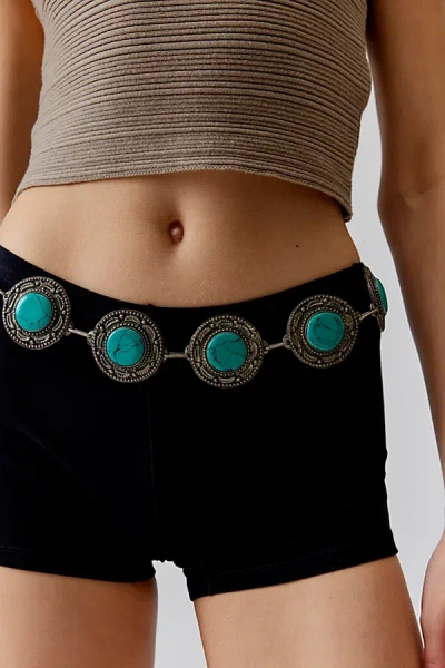 Urban Outfitters Callie Pressed Stone Chain Belt In Nickel/stone, Women's At
