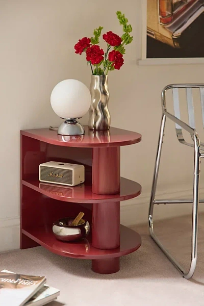 Urban Outfitters Cam Lacquered 3-tier Storage Side Table In Maroon At