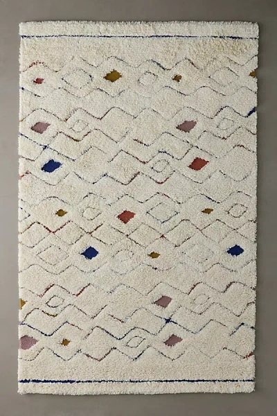 Urban Outfitters Camden Diamond Shaggy Wool Rug At  In Neutral