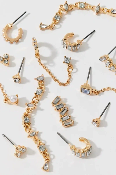 Urban Outfitters Camilla Rhinestone Earring Set In Gold/clear, Women's At