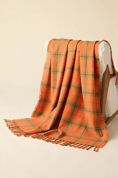 Urban Outfitters Camp Wandawega Sycamore Plaid Throw Blanket In Orange At