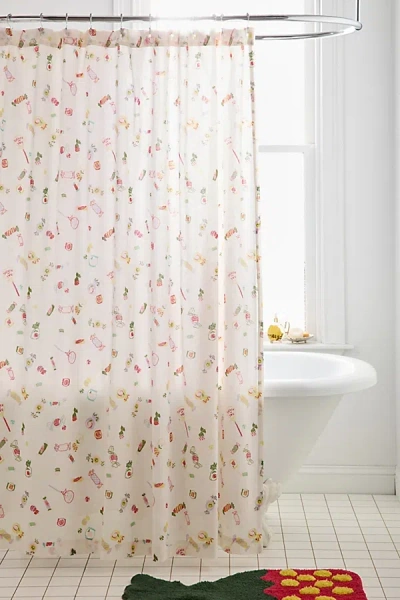 Urban Outfitters Candies Patterned Shower Curtain In White At  In Pink