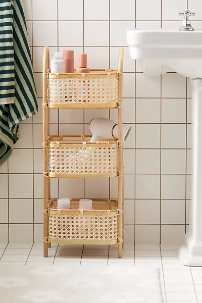 Urban Outfitters Cane 3-tier Shelf In Natural At  In Brown