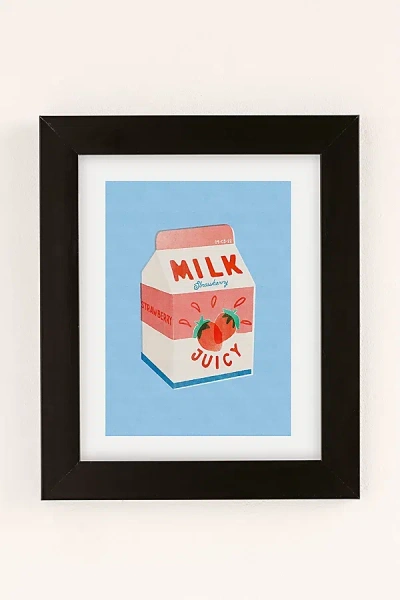 Urban Outfitters Carmen Veltman Strawberry Milk Art Print In Black Matte Frame At