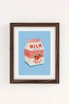 Urban Outfitters Carmen Veltman Strawberry Milk Art Print In Walnut Wood Frame At  In Multi