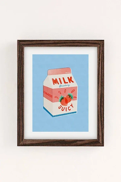 Urban Outfitters Carmen Veltman Strawberry Milk Art Print In Walnut Wood Frame At  In Multi