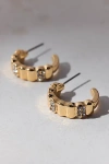 Urban Outfitters Carolina Ridged Rhinestone Hoop Earring In Gold, Women's At