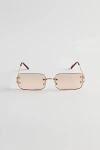 Urban Outfitters Carter Rimless Rectangle Sunglasses In Gold, Men's At