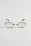 Urban Outfitters Carter Rimless Rectangle Sunglasses In Silver, Men's At  In Metallic