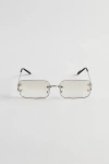 Urban Outfitters Carter Rimless Rectangle Sunglasses In Silver, Men's At
