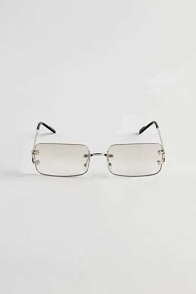 Urban Outfitters Carter Rimless Rectangle Sunglasses In Silver, Men's At  In Silver