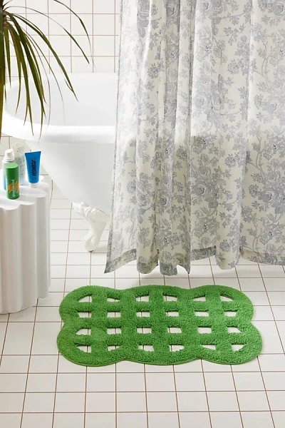 Urban Outfitters Carved Scallop Bath Mat In Green At