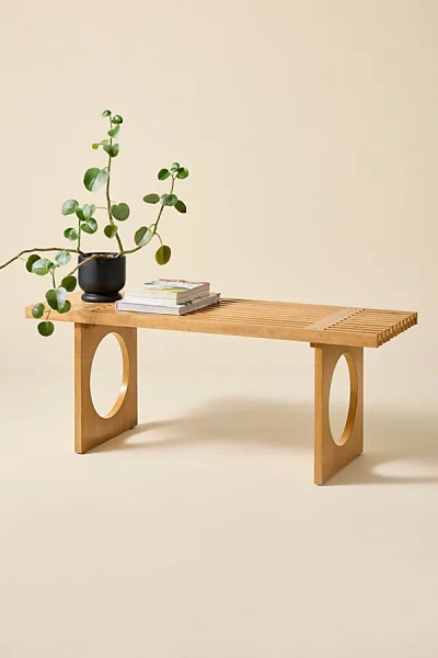 Urban Outfitters Caspar Statement Slatted Wood Bench In Brown At  In Neutral
