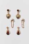 Urban Outfitters Cass Gem Heart Locket Earring Set In Gold, Women's At