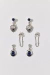 Urban Outfitters Cass Gem Heart Locket Earring Set In Silver, Women's At  In Silver