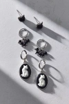 Urban Outfitters Cat Cameo Stud & Hoop Earring Set In Silver, Women's At  In White